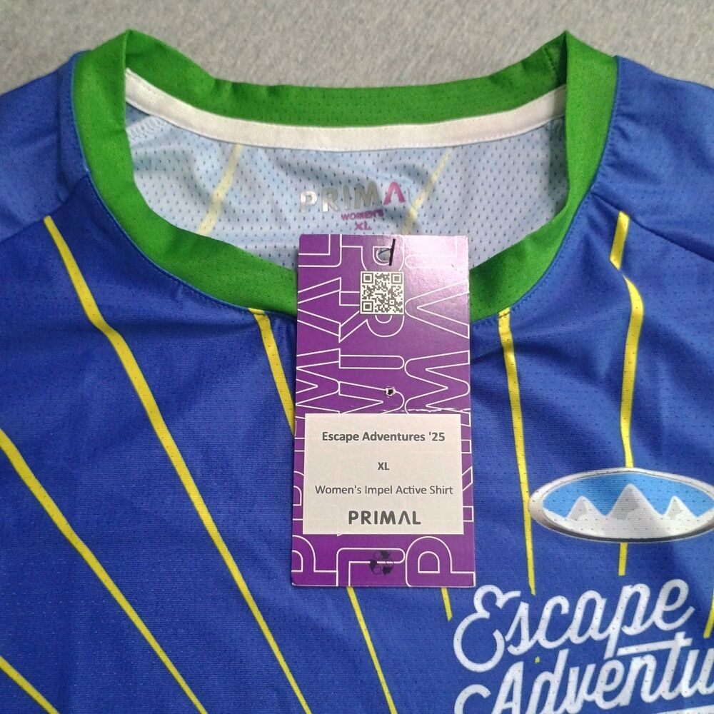 Primal Escape Adventures Women XL Impel Active Shirt Blue Green Graphic Jersey - Picture 4 of 7
